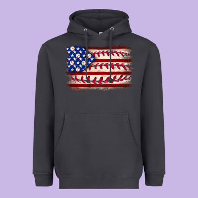 Baseball American Flag Heavyweight Hoodie Designed By Neo Western