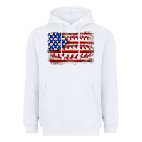White Baseball American flag Heavyweight Hoodie - Neo Western