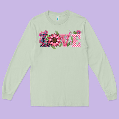 Walentine's Day Love Sunflower Long Sleeve Tee Designed By Barkaloodesign