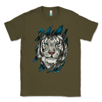 Army Green White Tiger Scratch Mark Classic Tee - RanaPortraitStore