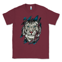 Burgundy White Tiger Scratch Mark Classic Tee - RanaPortraitStore