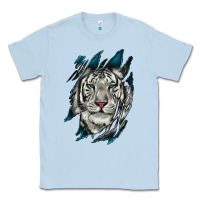 Dusty Blue White Tiger Scratch Mark Classic Tee - RanaPortraitStore