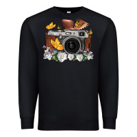 Black floral butterfly film roll vintage camera Premium Sweatshirt - FaDigitalArtStudio