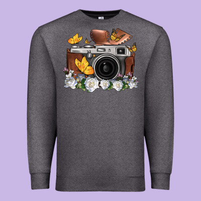 Floral Butterfly Film Roll Vintage Camera Premium Sweatshirt Designed By Fadigitalartstudio