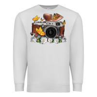 Dove Grey floral butterfly film roll vintage camera Premium Sweatshirt - FaDigitalArtStudio
