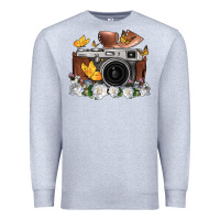 Heather Grey floral butterfly film roll vintage camera Premium Sweatshirt - FaDigitalArtStudio