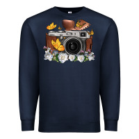 Navy floral butterfly film roll vintage camera Premium Sweatshirt - FaDigitalArtStudio