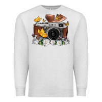 Oatmeal Heather floral butterfly film roll vintage camera Premium Sweatshirt - FaDigitalArtStudio