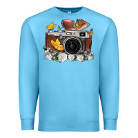 Ocean Blue floral butterfly film roll vintage camera Premium Sweatshirt - FaDigitalArtStudio