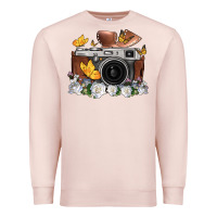 Pale Pink floral butterfly film roll vintage camera Premium Sweatshirt - FaDigitalArtStudio