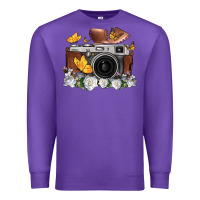 Purple floral butterfly film roll vintage camera Premium Sweatshirt - FaDigitalArtStudio