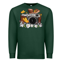 Sports Green floral butterfly film roll vintage camera Premium Sweatshirt - FaDigitalArtStudio
