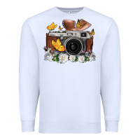 White floral butterfly film roll vintage camera Premium Sweatshirt - FaDigitalArtStudio