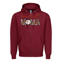 Burgundy baseball mama with leopard Zipper Hoodie - texasbilliewilder