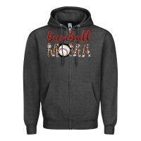 Charcoal Heather baseball mama with leopard Zipper Hoodie - texasbilliewilder