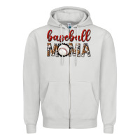 Dove Grey baseball mama with leopard Zipper Hoodie - texasbilliewilder
