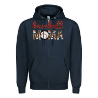 Navy baseball mama with leopard Zipper Hoodie - texasbilliewilder