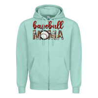 Seafoam baseball mama with leopard Zipper Hoodie - texasbilliewilder