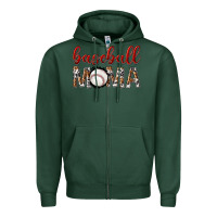 Sports Green baseball mama with leopard Zipper Hoodie - texasbilliewilder