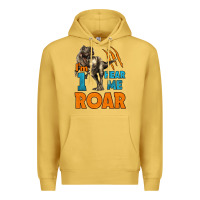 Antique Gold i'm one hear me roar dinosaur birthday Premium Hoodie - LillyAllenDesigns