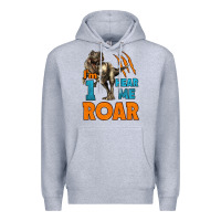 Heather Grey i'm one hear me roar dinosaur birthday Premium Hoodie - LillyAllenDesigns