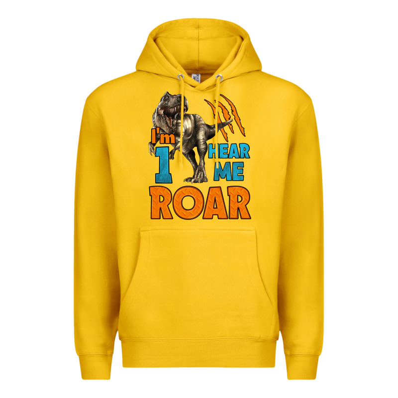 I'm One Hear Me Roar Dinosaur Birthday Premium Hoodie by LillyAllenDesigns | Teevron