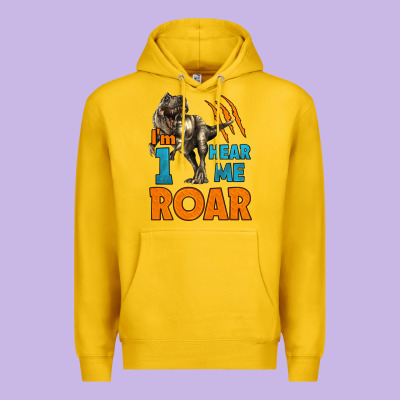 I'm One Hear Me Roar Dinosaur Birthday Premium Hoodie Designed By Lillyallendesigns