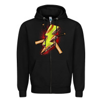Black softball lightning bolt Zipper Hoodie - Zillion Design Studio
