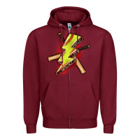 Burgundy softball lightning bolt Zipper Hoodie - Zillion Design Studio