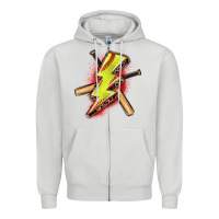 Dove Grey softball lightning bolt Zipper Hoodie - Zillion Design Studio