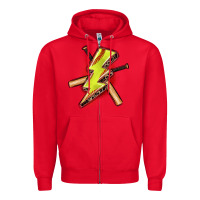Red softball lightning bolt Zipper Hoodie - Zillion Design Studio