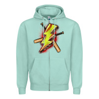 Seafoam softball lightning bolt Zipper Hoodie - Zillion Design Studio