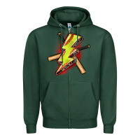 Sports Green softball lightning bolt Zipper Hoodie - Zillion Design Studio