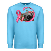 Ocean Blue floral cancer ribbon vintage camera Premium Sweatshirt - FaDigitalArtStudio
