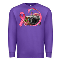 Purple floral cancer ribbon vintage camera Premium Sweatshirt - FaDigitalArtStudio