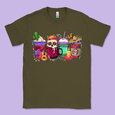 Classic Tee dia de los muertos coffee cups