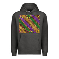Charcoal Heather mardi gras leopard glitter bead Premium Hoodie - BarkalooDesign