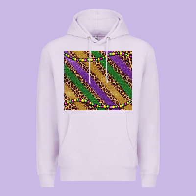 Mardi Gras Leopard Glitter Bead Premium Hoodie Designed By Barkaloodesign