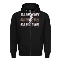 Black game day game day volleyball lightning bolt Zipper Hoodie - Zillion Design Studio