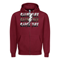 Burgundy game day game day volleyball lightning bolt Zipper Hoodie - Zillion Design Studio