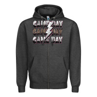 Charcoal Heather game day game day volleyball lightning bolt Zipper Hoodie - Zillion Design Studio
