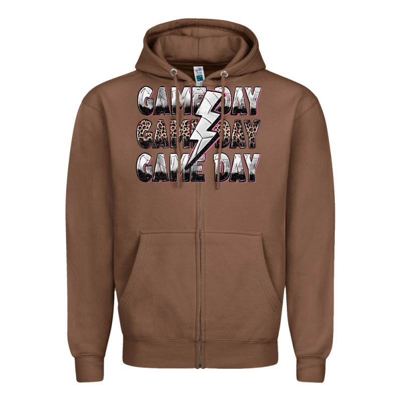 Game Day Game Day Volleyball Lightning Bolt Zipper Hoodie by Zillion Design Studio | Teevron
