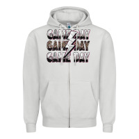 Dove Grey game day game day volleyball lightning bolt Zipper Hoodie - Zillion Design Studio