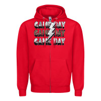 Red game day game day volleyball lightning bolt Zipper Hoodie - Zillion Design Studio