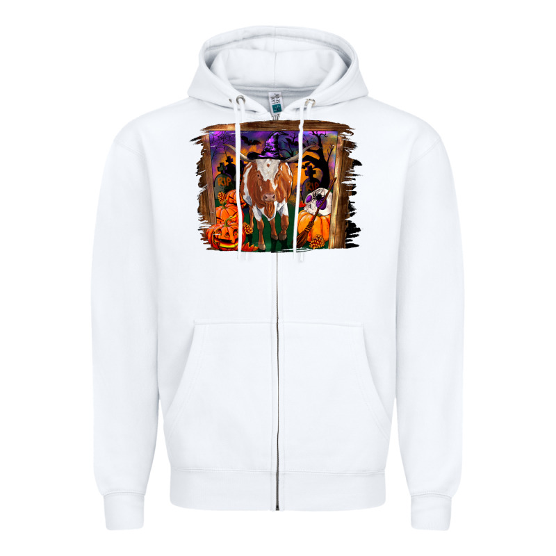 Longhorn Cow Halloween Zipper Hoodie by RanaPortraitStore | Teevron