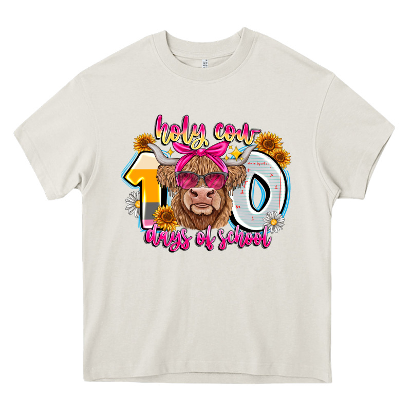 Holy Cow 100 Days Of School Heavy Core Tee by CowhideDigitalArt | Teevron