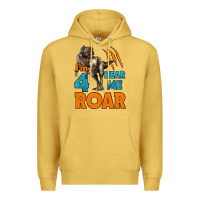 Antique Gold i'm four hear me roar dinosaur birthday Premium Hoodie - LillyAllenDesigns