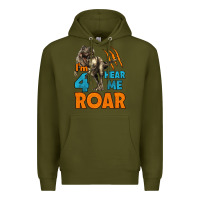 Army Green i'm four hear me roar dinosaur birthday Premium Hoodie - LillyAllenDesigns