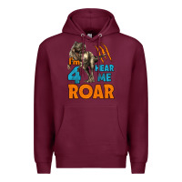Burgundy i'm four hear me roar dinosaur birthday Premium Hoodie - LillyAllenDesigns