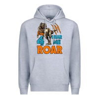 Heather Grey i'm four hear me roar dinosaur birthday Premium Hoodie - LillyAllenDesigns